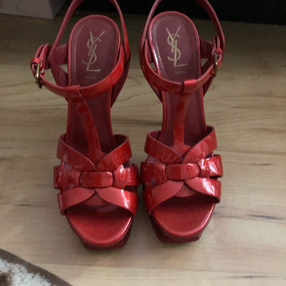 YSL tribute sandal bright red